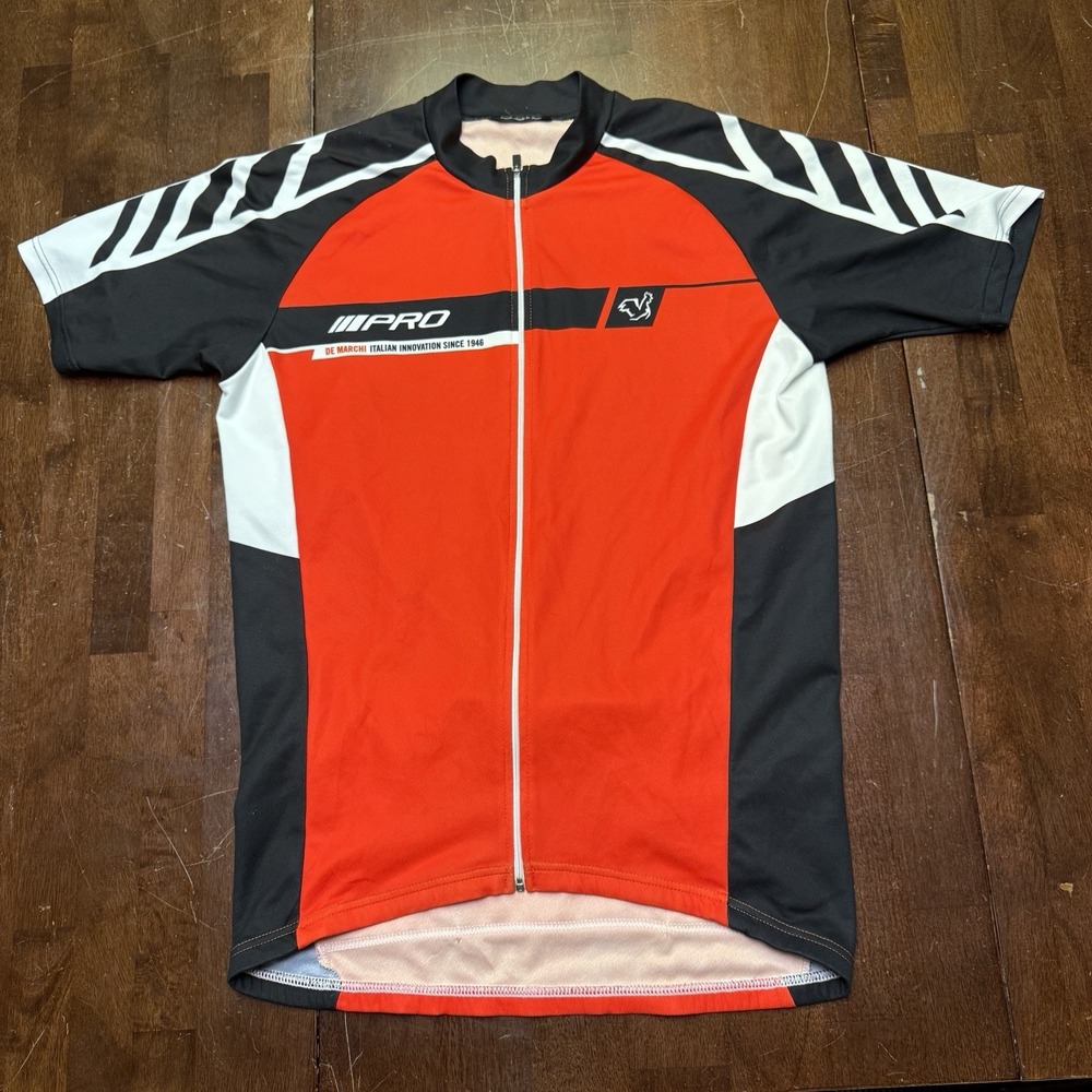 De Marchi Cycling Adult X Large Red White Black Full Zip Polyester Made Italy XL